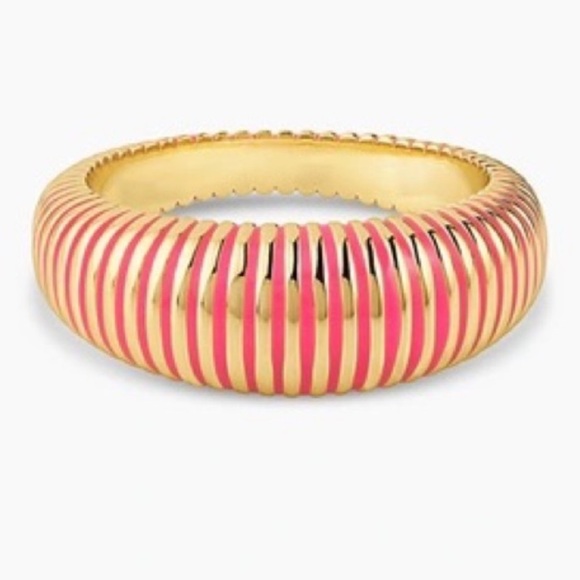 GORJANA
18 Kt Gold Catalina Enamel Ring NWOT Pink Size 5 - Picture 2 of 6